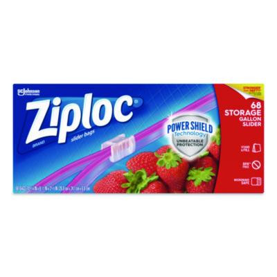 Slider Storage Bags, Gallon, 9.5" x 2.63" x 10.56", Clear, 68 Bags