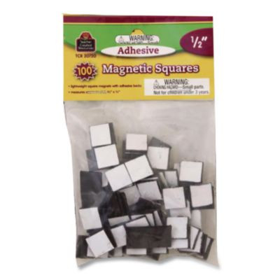 Adhesive Magnetic Squares, 0.5" x 0.5", Black, 100/Set