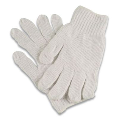 Pro Ctps400/Nlw Series Natural White String Knit Gloves, Reversible, Large, White, 12 Pairs