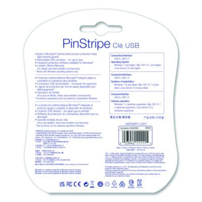 Pinstripe Usb 2.0 Flash Drive, 128 Gb, Blue/Red, 2/Pack