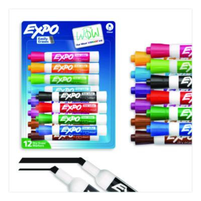 Low-Odor Dry-Erase Marker, Broad Chisel Tip, Assorted Colors, 12/Set