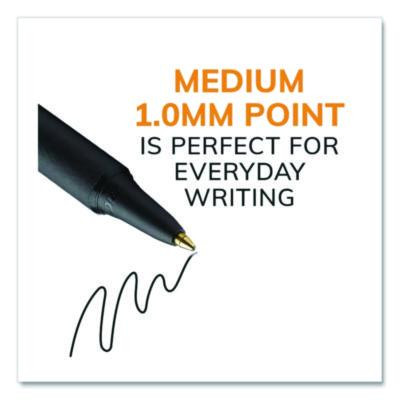 Soft Feel Ballpoint Pen, Retractable, Fine 0.8 Mm, Black Ink, Black Barrel, Dozen