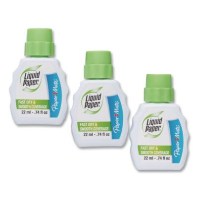 Fast Dry And Smooth Coverage Correction Fluid, Foam Brush Tip Applicator, 0.74 Oz Bottle, White, 3/Pack