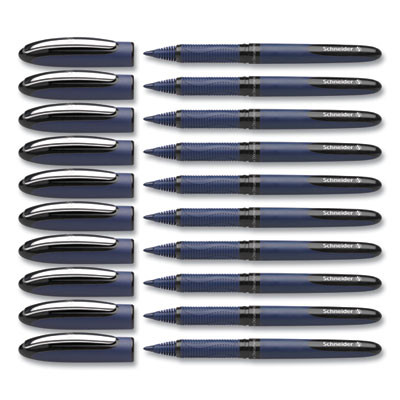 One Business Rollerball Pen, Stick, Fine 0.6 Mm, Black Ink, Dark Blue/Black Barrel, 10/Box