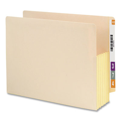 Manila End Tab File Pockets With Tear Resistant Gussets, 5.25" Expansion, Letter Size, Manila, 10/Box