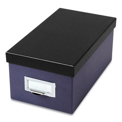 Index Card Storage Box, Holds 1,000 4 X 6 Cards, 6.5 X 11.5 X 5, Pressboard, Indigo/Black