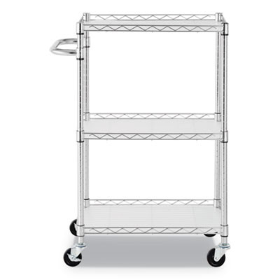 Three-Shelf Wire Cart With Liners, Metal, 3 Shelves, 450 Lb Capacity, 24" x 16" x 39", Silver