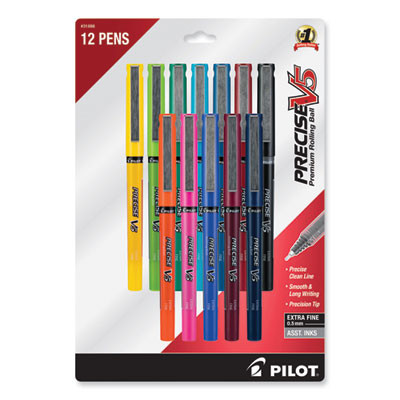 Precise V5 Rollerball Pen, Stick, Fine 0.5 Mm, Assorted Ink And Barrel Colors, Dozen