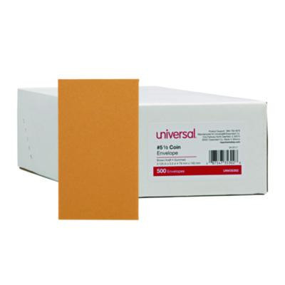 Kraft Coin Envelope, #5 1/2, Round Flap, Gummed Closure, 3.13 X 5.5, Light Brown Kraft, 500/Box