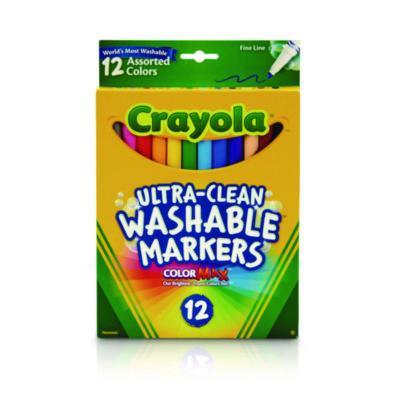 Ultra-Clean Washable Markers, Fine Bullet Tip, Assorted Colors, Dozen