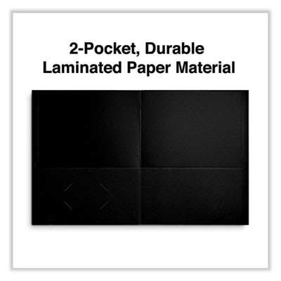 Two-Pocket Portfolios With Textured Covers, Accommodates 11 x 8.5 Sheets, Black, 25/Box