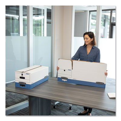 Liberty Heavy-Duty Strength Storage Boxes, Legal Files, 15.25" X 24.13" X 10.75", White/Blue, 12/Carton