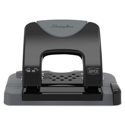 20-Sheet Smarttouch Two-Hole Punch, 9/32" Holes, Black/Gray