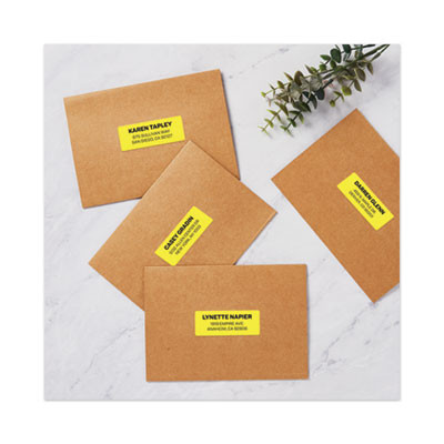 High-Visibility Permanent Laser Id Labels, 1 x 2.63, Neon Yellow, 750/Pack