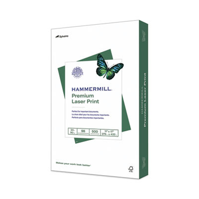 Premium Laser Print Paper, 98 Bright, 24 Lb Bond Weight, 11 x 17, White, 500/Ream