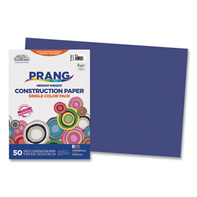 Sunworks Construction Paper, 50 Lb Text Weight, 12 x 18, Blue, 50/Pack
