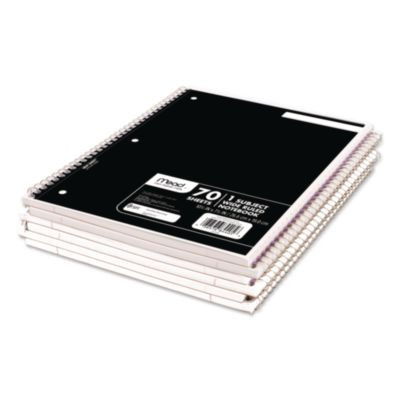 Spiral Notebook, 1-Subject, Wide/Legal Rule, Assorted Cover Colors, (70) 10.5 x 8 Sheets, 6/Pack