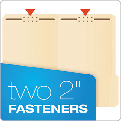 Manila Fastener Folders, 1/3-Cut Tab: Assorted, 2 Fasteners, Legal Size, Manila, 50/Box