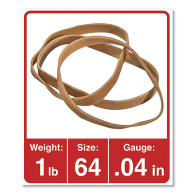 Rubber Bands, Size 64, 0.04" Gauge, Beige, 1 Lb Bag, 320/Pack