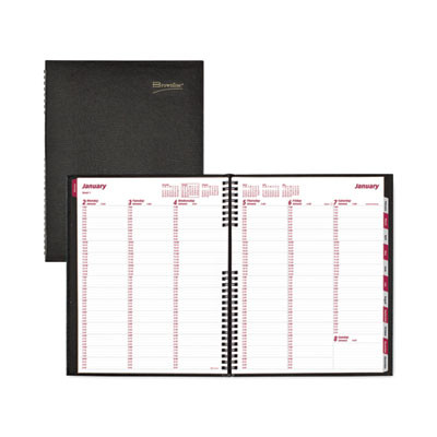 Coilpro Weekly Appointment Book In Columnar Format, 11 x 8.5, Black Lizard-Look Cover, 12-Month (Jan To Dec): 2026