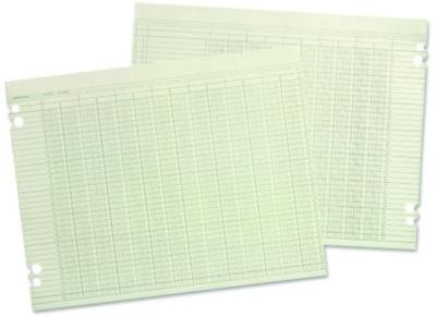 Columnar Loose Sheets, 6 Columns, 9.25 x 11.88, Green, 100/Pack