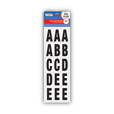 Peel-And-Stick Letters, Numbers And Symbols, 2" Tall, Black Characters, White Background, 99 Pieces
