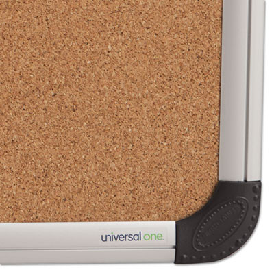 Cork Board With Aluminum Frame, 24" x 18", Tan Surface, Satin Aluminum Frame