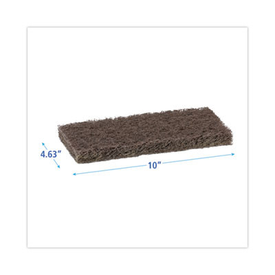 Heavy-Duty Scouring Pad, 4.63 x 10, Brown, 20/Carton