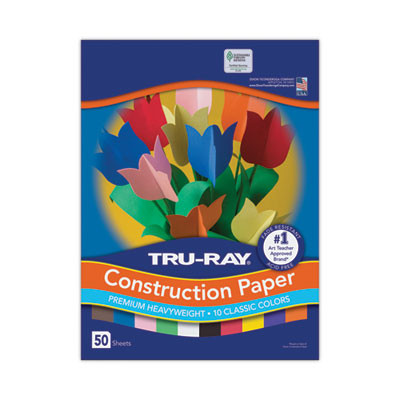 Tru-Ray Construction Paper, 76 Lb Text Weight, 9 x 12, Assorted Standard Colors, 50/Pack