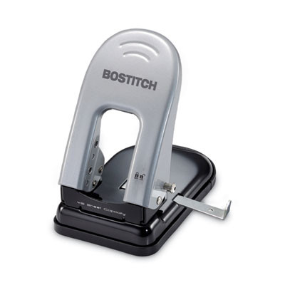 40-Sheet Ez Squeeze Two-Hole Punch, 9/32" Holes, Black/Silver