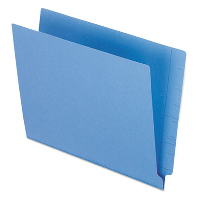 Colored End Tab Folders With Reinforced Double-Ply Straight Cut Tabs, Letter Size, 0.75" Expansion, Blue, 100/Box