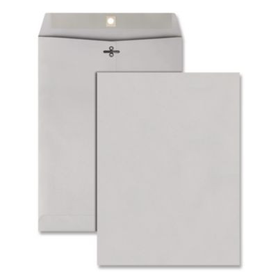 Clasp Envelope, 28 Lb Bond Weight Kraft, #90, Square Flap, Clasp/Gummed Closure, 9 x 12, Executive Gray, 100/Box