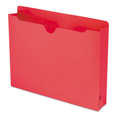 Colored File Jackets With Reinforced Double-Ply Tab, Straight Tab, Letter Size, Red, 50/Box