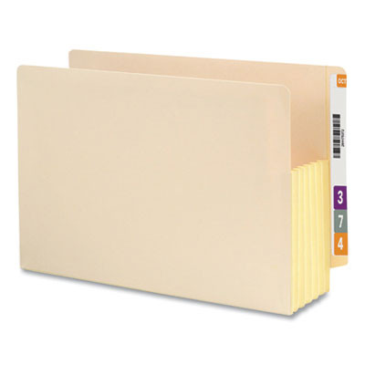 Manila End Tab File Pockets With Tear Resistant Gussets, 5.25" Expansion, Legal Size, Manila, 10/Box