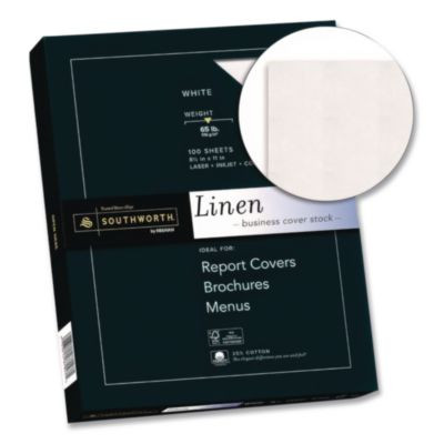 25% Cotton Linen Cover Stock, 65-Lb Cover Weight, 8.5 x 11, Ivory, 100/Pack