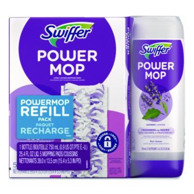 Powermop Cleaning Solution And Pads Refill Pack, Lavender Scent, 25.3 Oz Bottle And 5 Pads/Pack