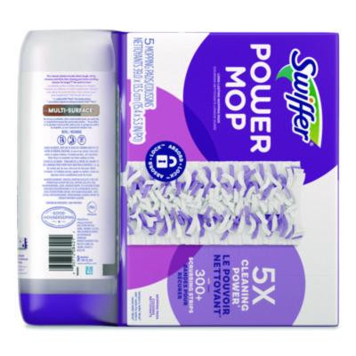 Powermop Cleaning Solution And Pads Refill Pack, Lavender Scent, 25.3 Oz Bottle And 5 Pads/Pack