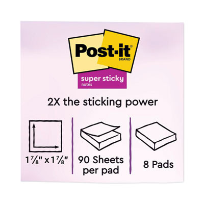 Pads In Playful Primary Collection Colors, 2" x 2", 90 Sheets/Pad, 8 Pads/Pack
