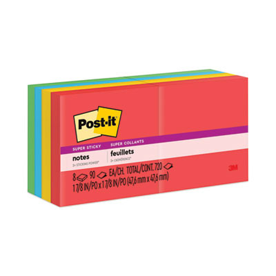 Pads In Playful Primary Collection Colors, 2" x 2", 90 Sheets/Pad, 8 Pads/Pack
