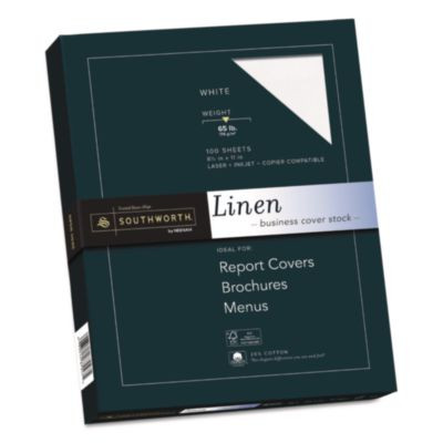 25% Cotton Linen Cover Stock, 65-Lb Cover Weight, 8.5 x 11, 100/Pack