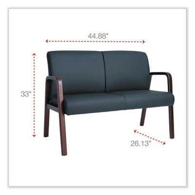 Alera Reception Lounge Wl Series Loveseat, 44.88" x 26.13" x 33", Black