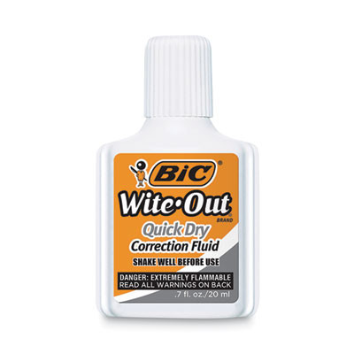 Wite-Out Quick Dry Correction Fluid, Foam Brush Tip Applicator, 0.68 Oz Bottle, White, 3/Pack