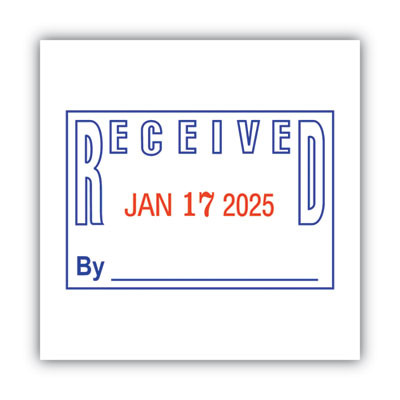 Model S 360 Two-Color Message Dater, 1.75 X 1, "Received", Self-Inking, Blue/Red