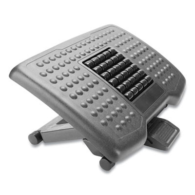 Adjustable Height Footrest With Rollers For Massage, 18w x 14d x 4.25h, Black