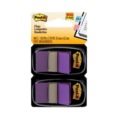 Standard Page Flags In Dispenser, Purple, 50 Flags/Dispenser, 2 Dispensers/Pack
