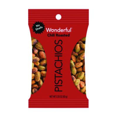 No Shells, Chili Roasted Pistachios, 2.25 Oz Packet, 8 Packets/Box, 3 Boxes/Carton