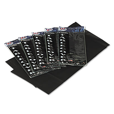 Table Set Rectangular Table Covers, Heavyweight Plastic, 54" X 108", Black, 6/Pack