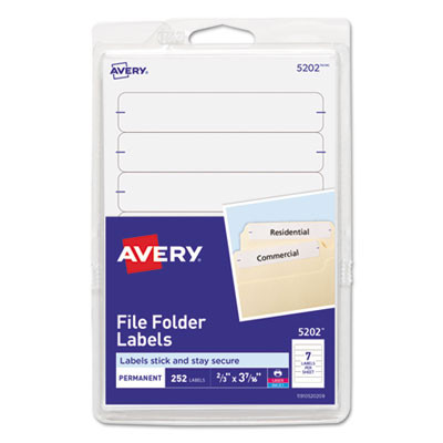 Printable 4" X 6" - Permanent File Folder Labels, 0.69 X 3.44, White, 7/Sheet, 36 Sheets/Pack, (5202)