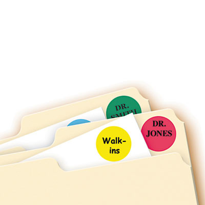 Printable Self-Adhesive Removable Color-Coding Labels, 0.75" Dia, Assorted Colors, 24/Sheet, 42 Sheets/Pack, (5472)