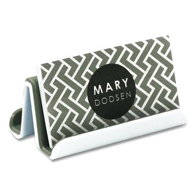 Fusion Double-Sided Business Card Holder, Holds 2.25 X 4 Cards, Polypropylene, Gray/White
